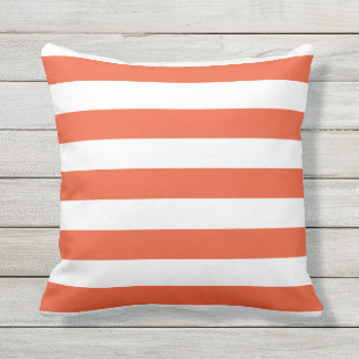 Tango Orange Nautical Stripes Outdoor Pillows