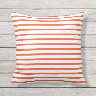 Tango Orange Summer Stripes Outdoor Pillows