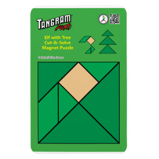 Tangram Christmas Elf Magnet – Sitting by the Tree