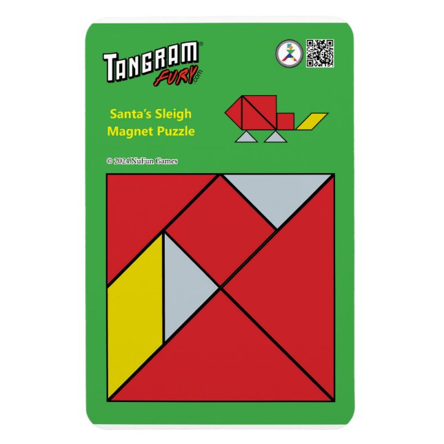 Tangram Christmas Magnet – Santa’s Sleigh (Vertical)