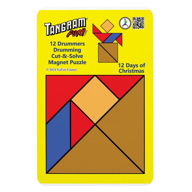 Tangram Magnet Puzzle - 12 Drummers Drumming (Vertical)