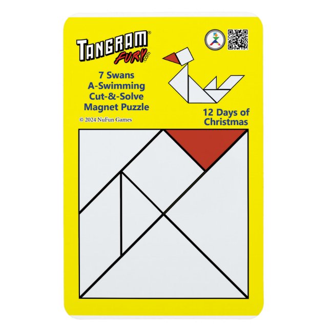 Tangram Magnet Puzzle - 7 Swans A-Swimming (Vertical)