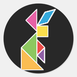 tangram rabbit coelho classic round sticker