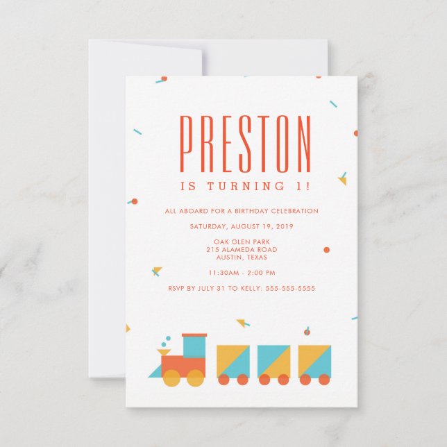 Tangram Train Birthday Invitation (Front)