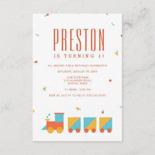 Tangram Train Birthday Invitation