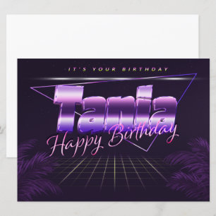 Tania Name Vorname lila retro Karte Geburtstag Card