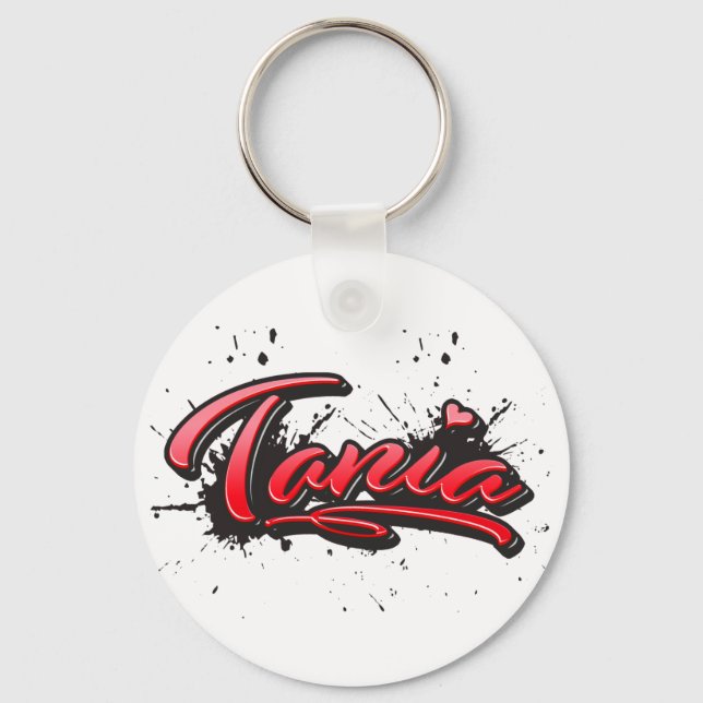 Tania red Heart Graffiti Schlüsselanhänger Key Ring (Front)