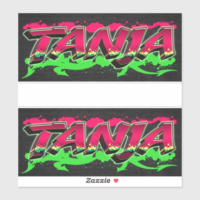 Tanja First Name Graffiti Sticker (Sheet)