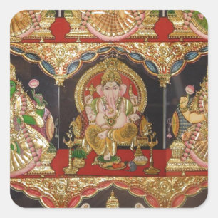 TANJORE PAINTING ASHTALAKSHMI SOUTH INDIA SQUARE STICKER