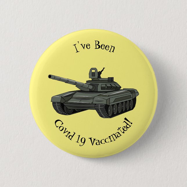 Tank cartoon illustration 6 cm round badge (Front)