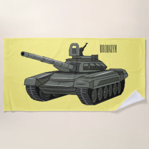 Tank cartoon illustration beach towel