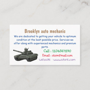 Tank cartoon illustration business card