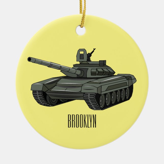 Tank cartoon illustration ceramic tree decoration (Front)