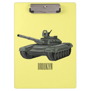 Tank cartoon illustration clipboard