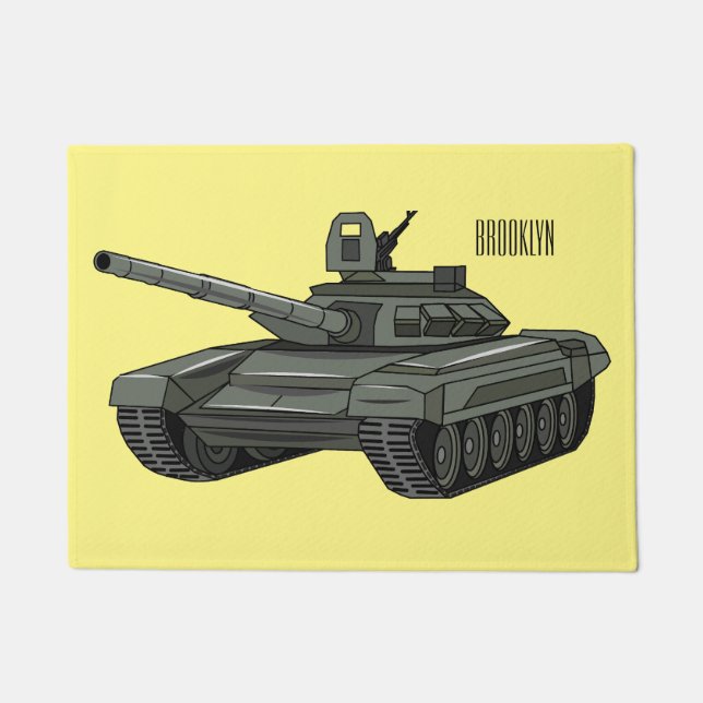 Tank cartoon illustration doormat (Front)