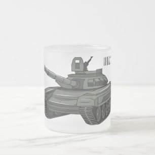 Tank cartoon illustration frosted glass coffee mug