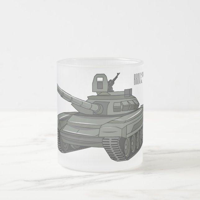 Tank cartoon illustration frosted glass coffee mug (Center)