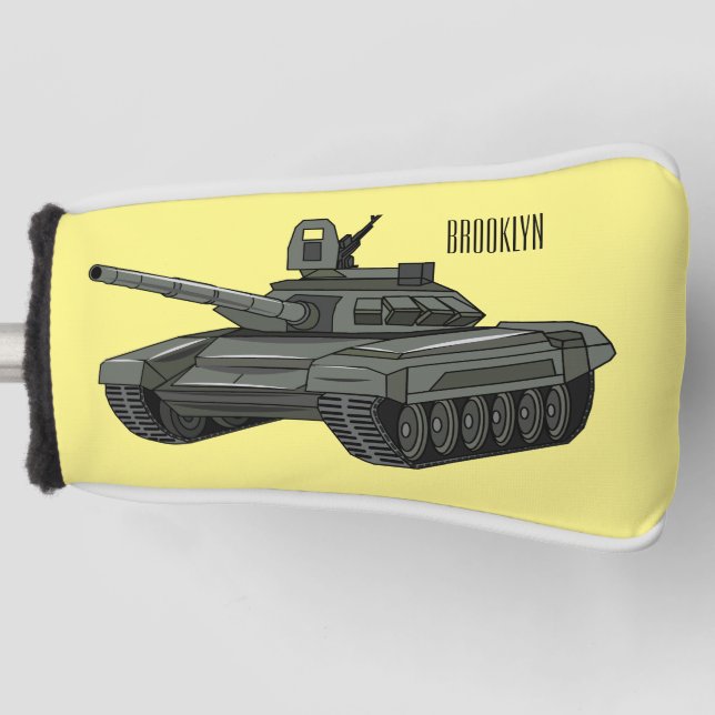 Tank cartoon illustration golf head cover (Front)