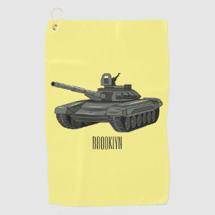 Tank cartoon illustration golf towel