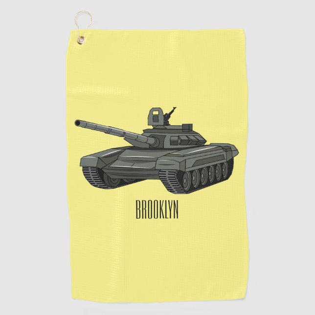 Tank cartoon illustration golf towel (Front)