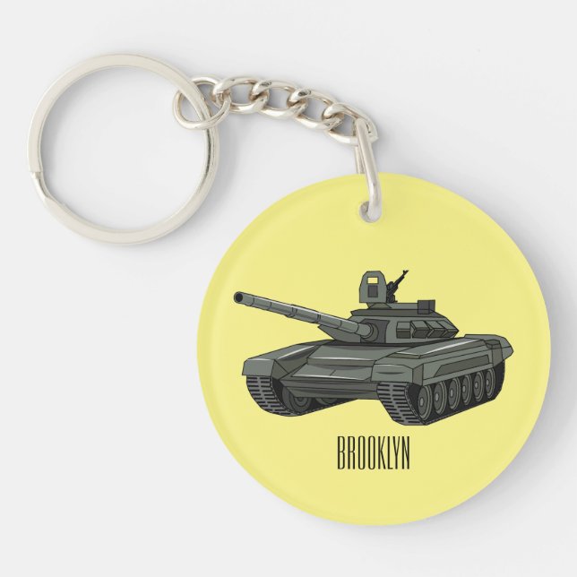 Tank cartoon illustration key ring (Front)