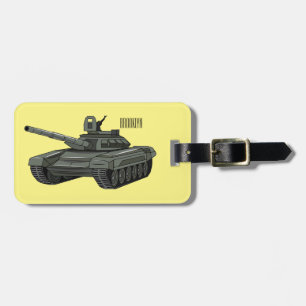 Tank cartoon illustration luggage tag