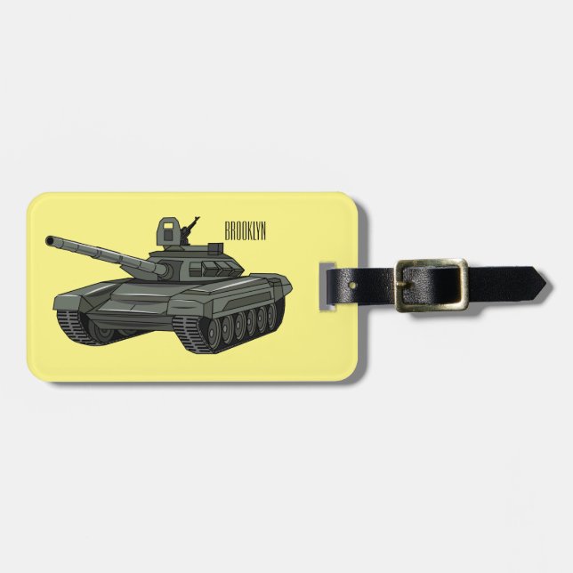 Tank cartoon illustration luggage tag (Front Horizontal)