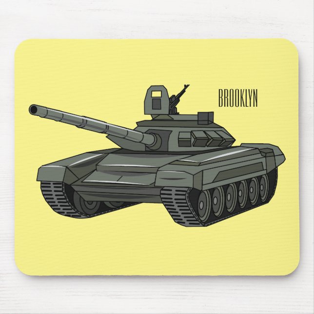 Tank cartoon illustration mouse mat (Front)