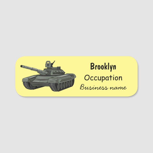 Tank cartoon illustration name tag (Front)