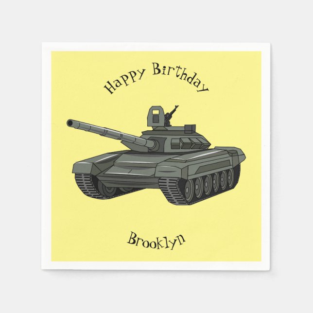 Tank cartoon illustration napkin (Front)