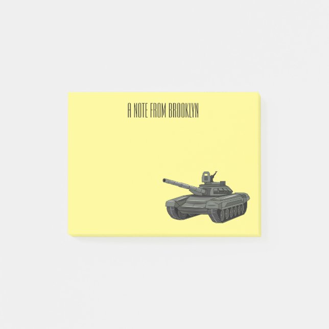 Tank cartoon illustration post-it notes (Front)