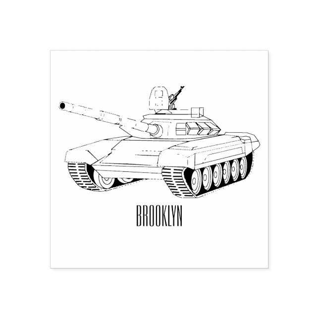 Tank cartoon illustration rubber stamp (Imprint)