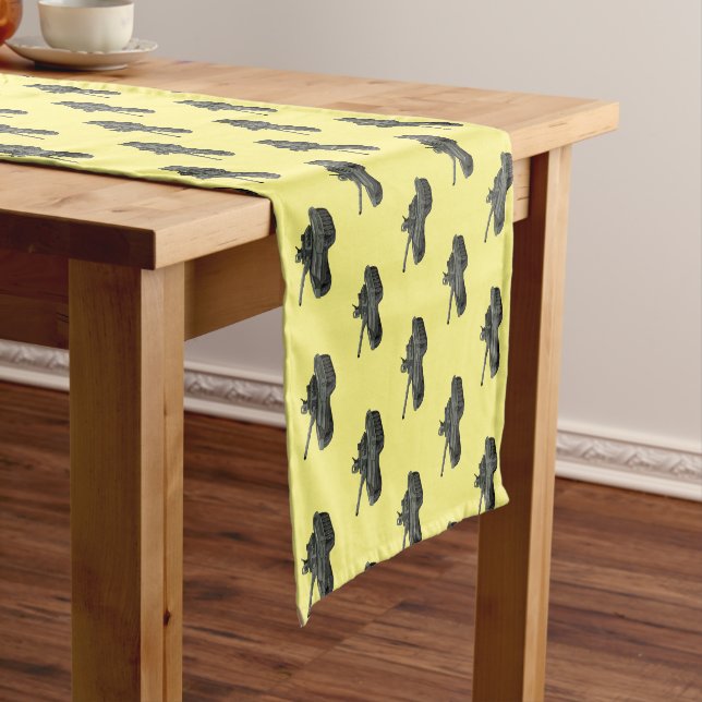 Tank cartoon illustration short table runner (In Situ)