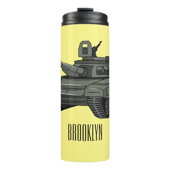 Tank cartoon illustration thermal tumbler (Front)