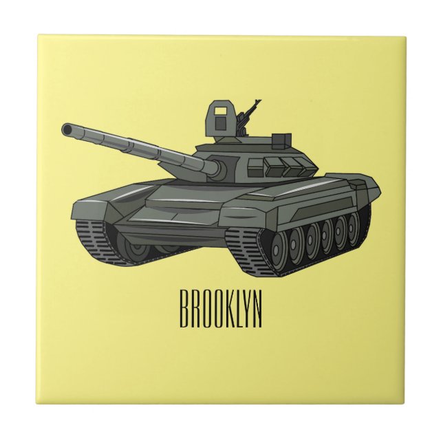 Tank cartoon illustration tile (Front)