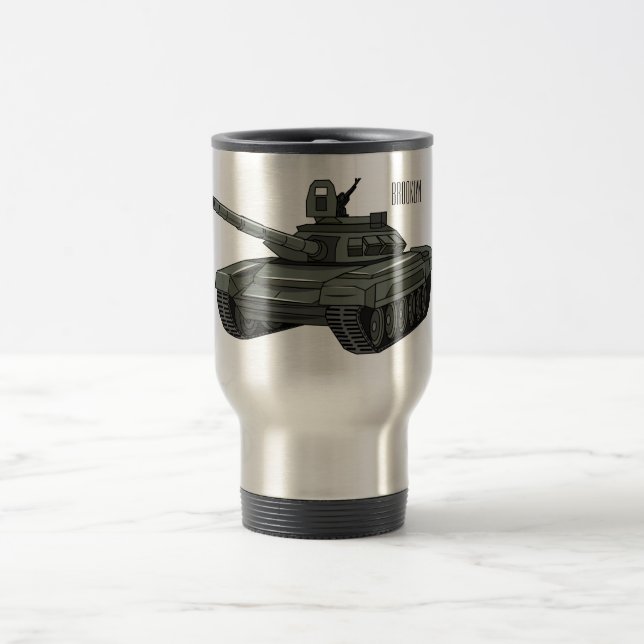 Tank cartoon illustration travel mug (Center)