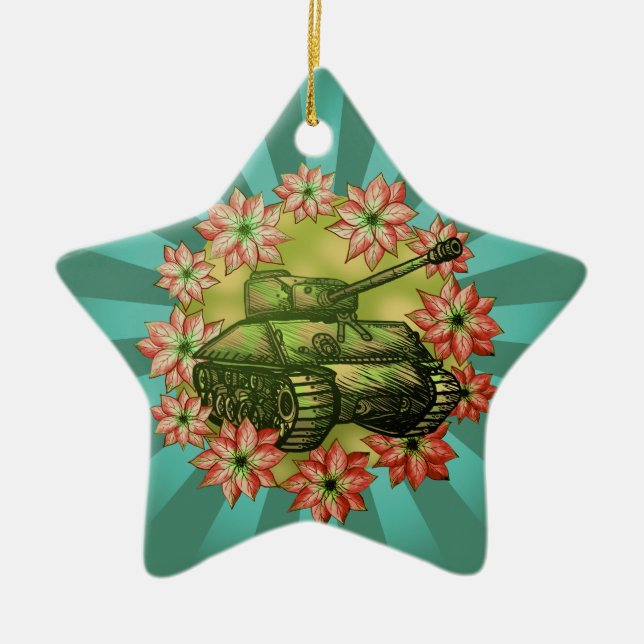 Tank Christmas Ceramic Tree Decoration (Front)