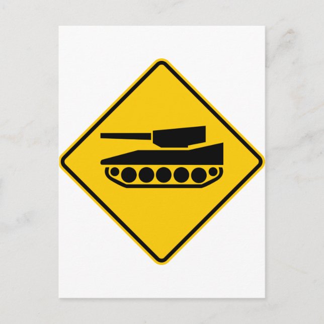 Tank Crossing Highway Sign Postcard (Front)