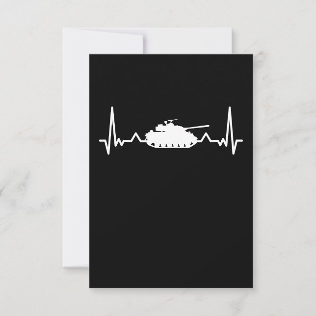 Tank Heartbeat Military Vehicle Gift Thank You Card (Front)