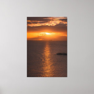 Tank Ship At Sunset In Atlantic Ocean Canvas Print