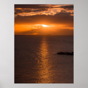 Tank Ship At Sunset In Atlantic Ocean Poster