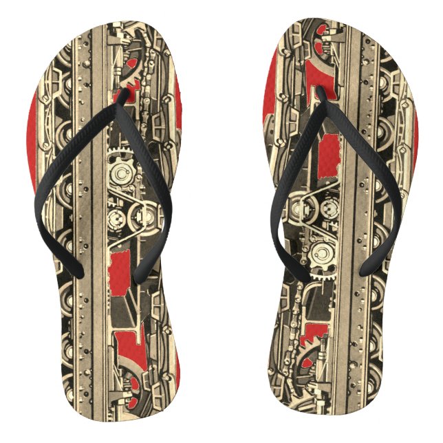 Tank Tracks Steam Shovel crane operator machinery Flip Flops (Footbed)