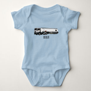 Tanker truck fuel transport cartoon illustration baby bodysuit