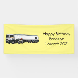 Tanker truck fuel transport cartoon illustration banner