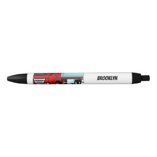 Tanker truck fuel transport cartoon illustration black ink pen