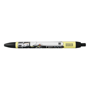 Tanker truck fuel transport cartoon illustration black ink pen