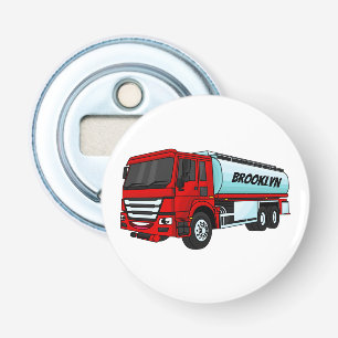 Tanker truck fuel transport cartoon illustration bottle opener
