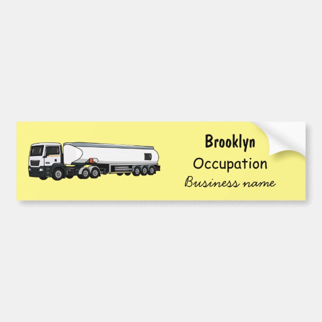 Tanker truck fuel transport cartoon illustration bumper sticker (Front)