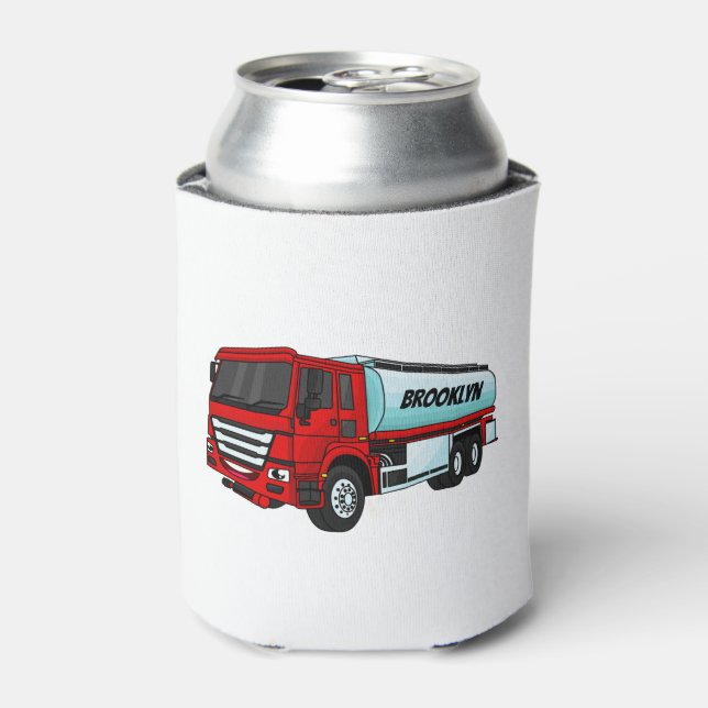 Tanker truck fuel transport cartoon illustration can cooler (Can Front)