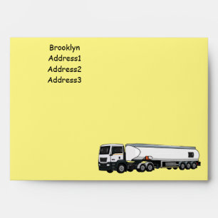 Tanker truck fuel transport cartoon illustration envelope